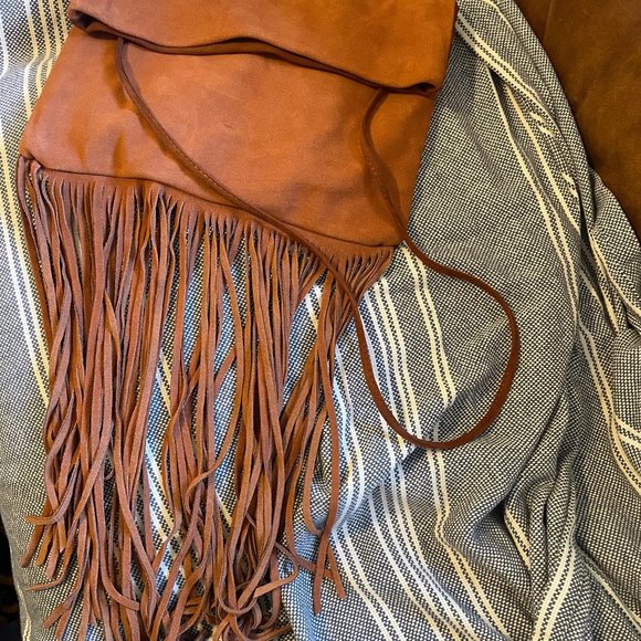 Free People Fringe Brown Suede Bag - Picture 1 of 5